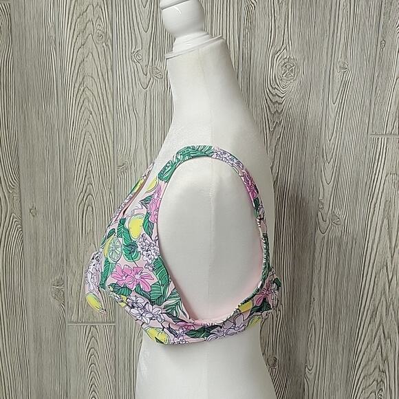 Vineyard Vines Swimsuit Bikini Top Pink Palm Lemon Print Womens Size Large NWT - Picture 2 of 12